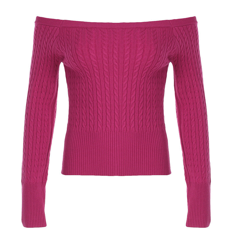 New Trendy Slim Fit Slimming Boat-neck Sweater For Women